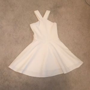 white cross neck dress